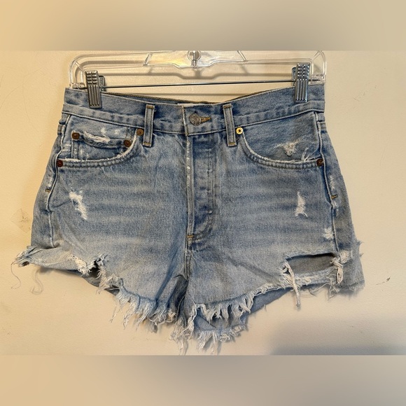 Agolde Parker Denim Distressed Blue Jean Shorts Size 25 Boho Festival Light Wash - Picture 1 of 5